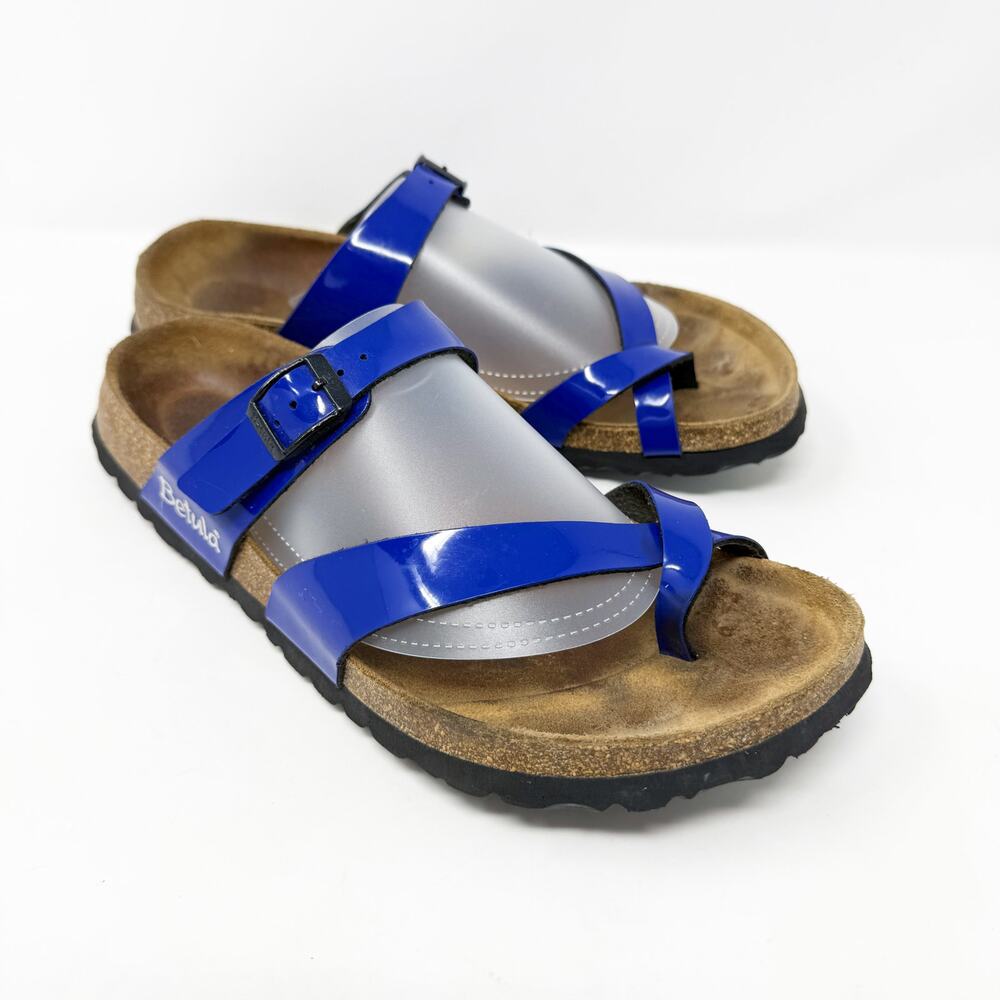 Betula Royal Blue	Patent Leather Flat Sandals Made in Spain Women's Size EU 40